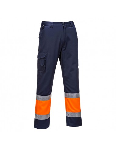 Portwest-Pantalon de travail style combat haute visibilité Bicolore Orange/Marine