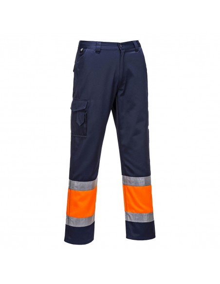 Portwest-Pantalon de travail style combat haute visibilité Bicolore Orange/Marine