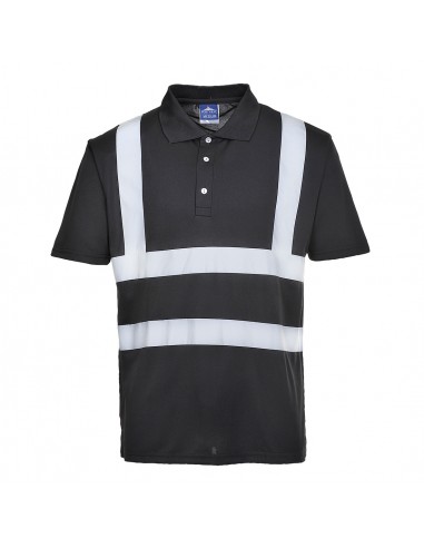 Portwest Polo élégant de travail avec bande réfléchissante hi-vis Noir