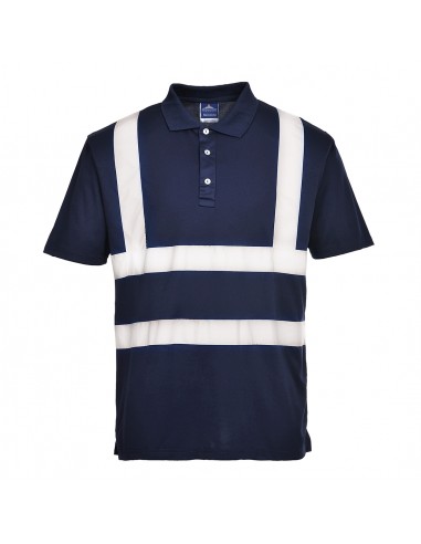 Portwest Polo élégant de travail avec bande réfléchissante hi-vis Marine