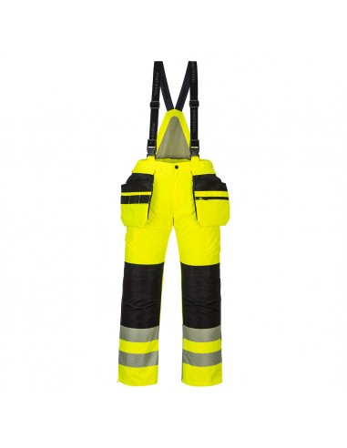 Portwest-Pantalon de travail haute visibilité avec bavette hiver PW3 Jaune/Noir