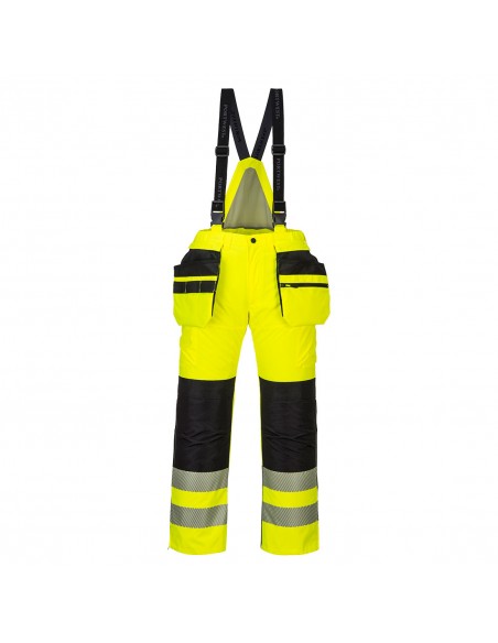 Portwest-Pantalon de travail haute visibilité avec bavette hiver PW3 Jaune/Noir