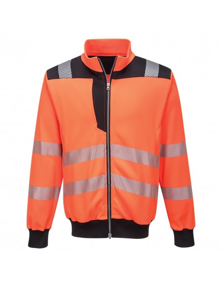 Portwest-Sweatshirt protection haute visibilité pro zippé PW3 Orange/Noir
