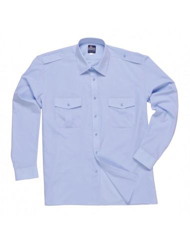 Portwest Chemise de travail Pilote manches logues Bleue