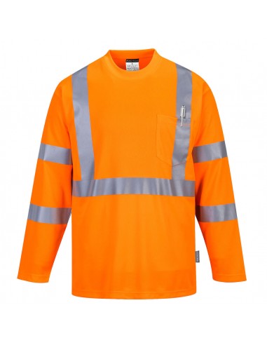 Portwest-Tshirt haute visibilité manches longues avec poche Orange