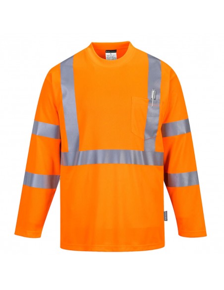 Portwest-Tshirt haute visibilité manches longues avec poche Orange