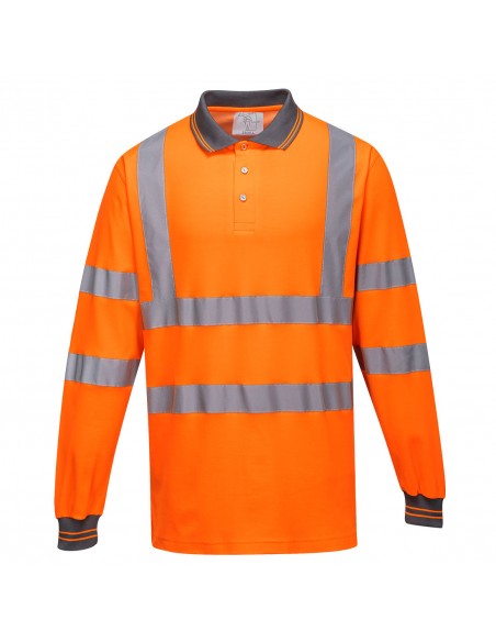 Portwest-Polo haute visibilité coton majoritaire manches longues Orange