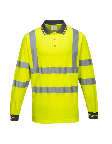 Portwest-Polo haute visibilité coton majoritaire manches longues Jaune