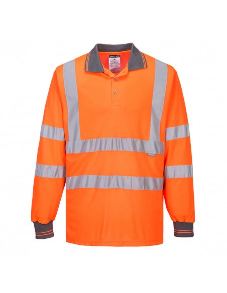 Portwest-Polo pro haute visibilité de travail manches longues Orange
