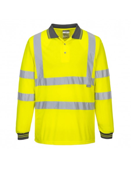 Portwest-Polo pro haute visibilité de travail manches longues Jaune