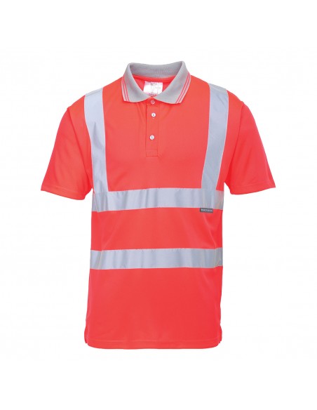 Portwest-Polo pro haute visibilité manches courtes de haute qualité Rouge