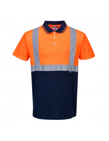 Portwest-Polo de sécurité haute visibilité style moderne bicolore Orange/Marine