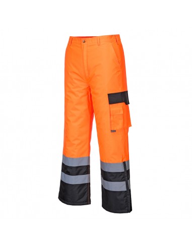 Portwest-Pantalon doublé haute visibilité imperméable froid extrême Orange/Noir