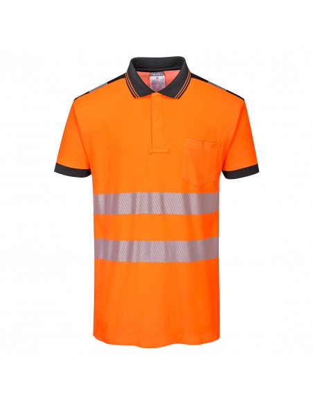 Portwest-Polo sans manche de travail haute visibilité pro PW3 Orange-Noir