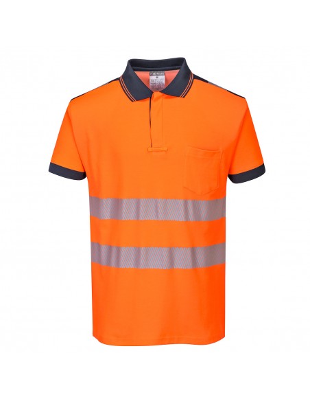Portwest-Polo sans manche de travail haute visibilité pro PW3 Orange/Marine