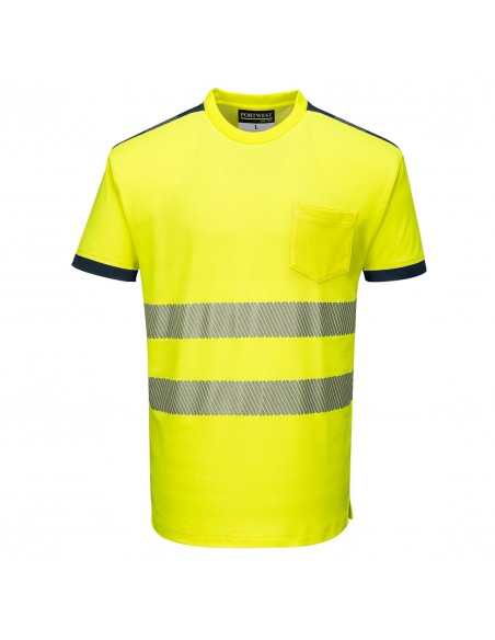 Portwest-T-Shirt haute visibilité de travail professionnel PW3 Jaune/Marine
