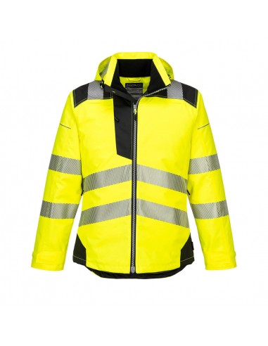 Portwest-Parka haute visibilité imperméable de travail antitache PW3 Jaune/Noir