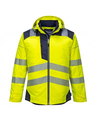 Portwest-Parka haute visibilité imperméable de travail antitache PW3 Jaune/Marine