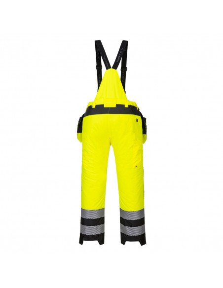 Portwest-Pantalon de travail haute visibilité avec bavette hiver PW3 Jaune/Noir