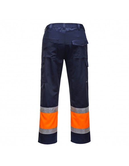 Portwest-Pantalon de travail style combat haute visibilité Bicolore Orange/Marine