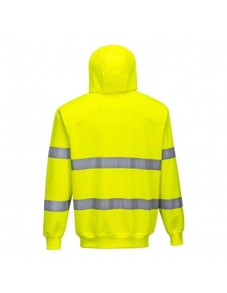 Portwest-Sweat haute visibilité de travail à capuche zippé stylé-B305 Jaune
