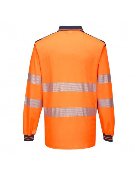 Portwest-Polo haute visibilité professionnel manches longues PW3 Orange/Marine