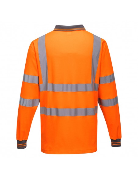 Portwest-Polo haute visibilité coton majoritaire manches longues Orange
