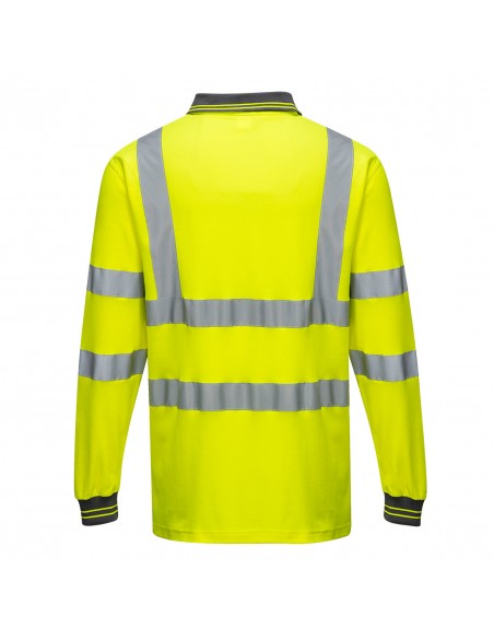 Portwest-Polo haute visibilité coton majoritaire manches longues Jaune