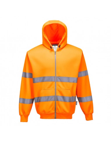 Portwest-Sweat haute visibilité de travail à capuche zippé stylé-B305 Orange