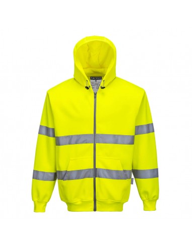 Portwest-Sweat haute visibilité de travail à capuche zippé stylé-B305 Jaune