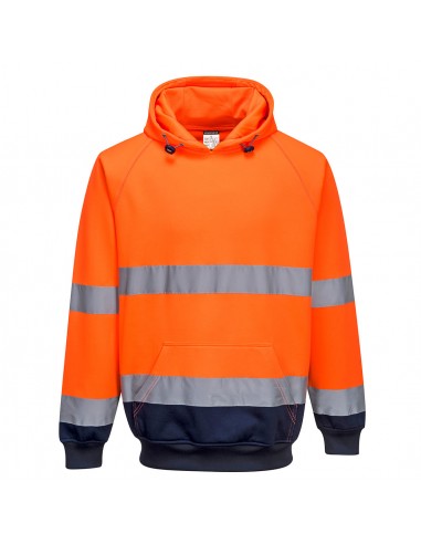 Portwest-Sweatshirt à capuche haute visibilité de travail bicolore-B316 Orange-Marine
